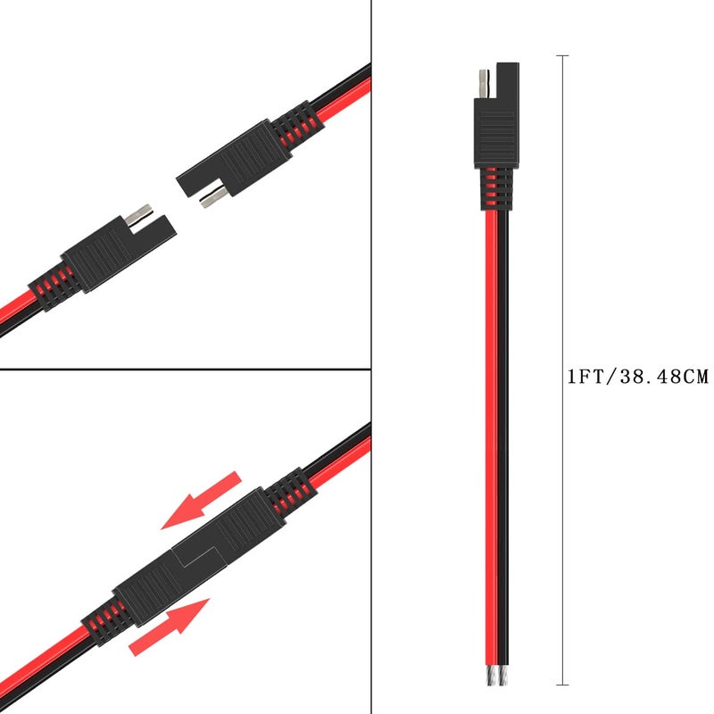 ELFCULB SAE Connector Cable,14AWG 1FT 2 Pin SAE Quick Connector Disconnect Plug for Solar Panel Car Motorcycle(2 Pack) - Image 5